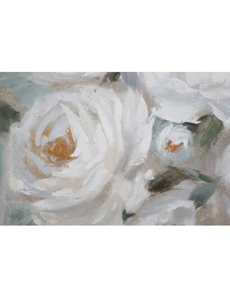 Toile murale peinte Fleurs Blanc Vert 80x100 Flower 