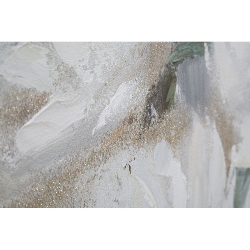 Toile murale peinte Fleurs Blanc Vert 80x100 Flower 