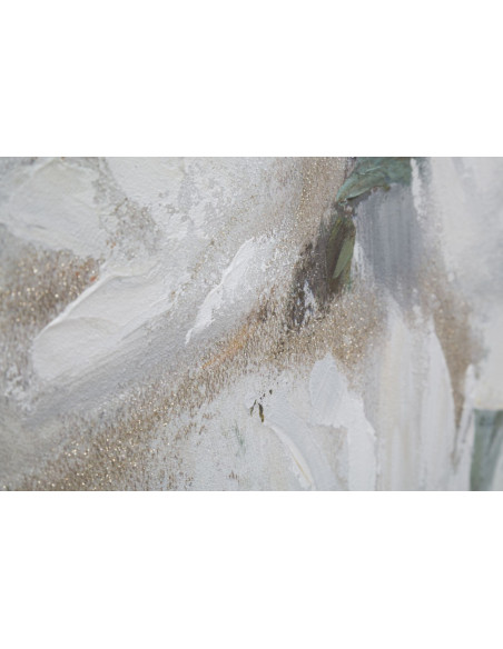 Toile murale peinte Fleurs Blanc Vert 80x100 Flower 