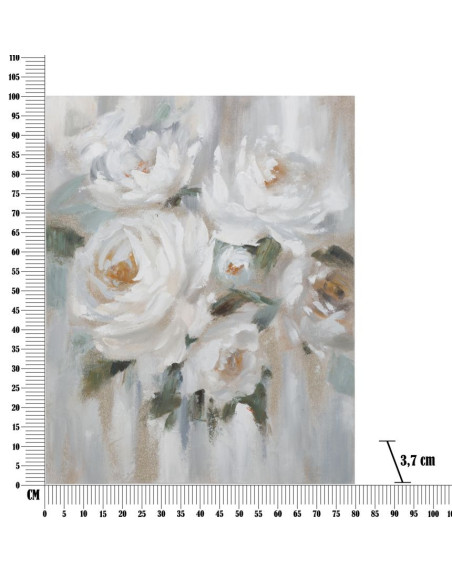 Toile murale peinte Fleurs Blanc Vert 80x100 Flower 