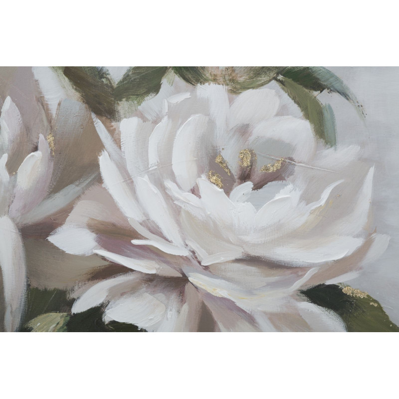 Toile murale peinte Bouquet de fleurs Blanc Vert 80x100 Flower 