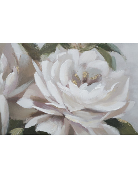 Toile murale peinte Bouquet de fleurs Blanc Vert 80x100 Flower 