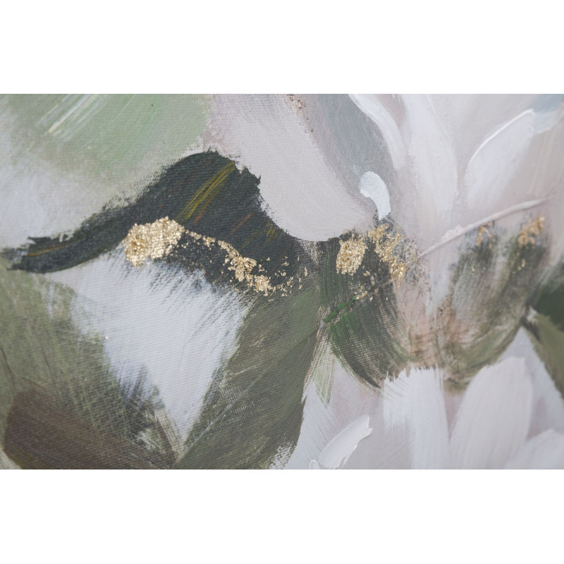 Toile murale peinte Bouquet de fleurs Blanc Vert 80x100 Flower 