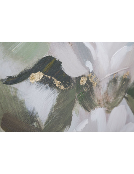 Toile murale peinte Bouquet de fleurs Blanc Vert 80x100 Flower 