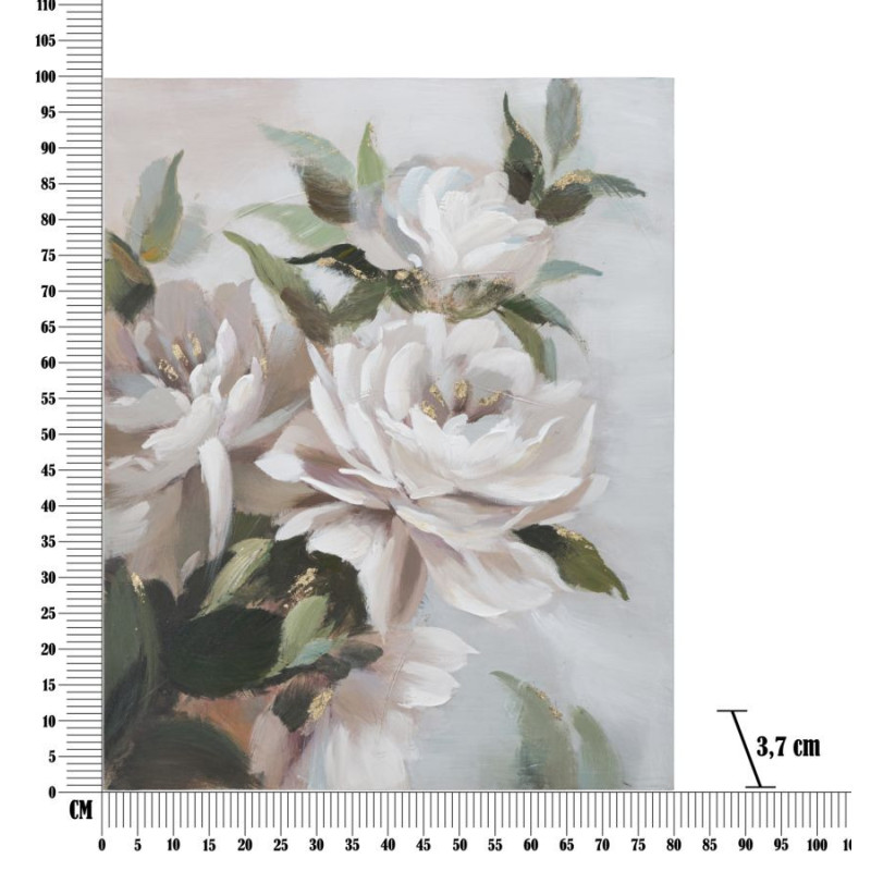 Toile murale peinte Bouquet de fleurs Blanc Vert 80x100 Flower 