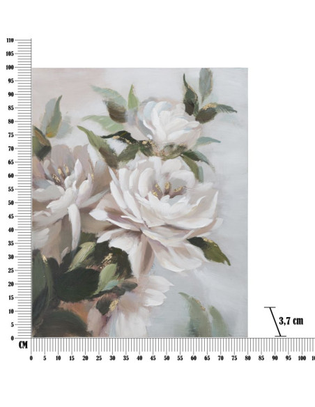 Toile murale peinte Bouquet de fleurs Blanc Vert 80x100 Flower 