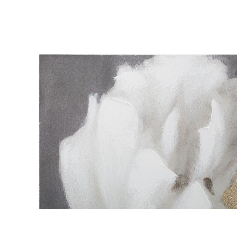 Toile murale peinte Fleur Blanc Doré 80x100 Flower 