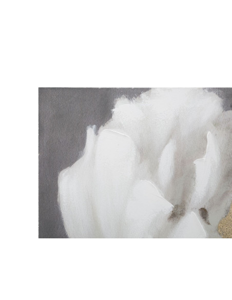Toile murale peinte Fleur Blanc Doré 80x100 Flower 