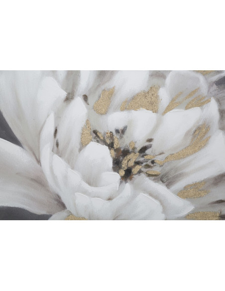 Toile murale peinte Fleur Blanc Doré 80x100 Flower 