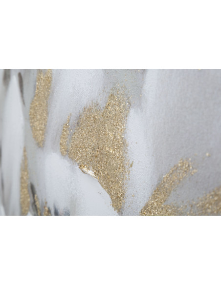 Toile murale peinte Fleur Blanc Doré 80x100 Flower 