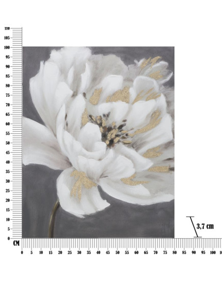 Toile murale peinte Fleur Blanc Doré 80x100 Flower 