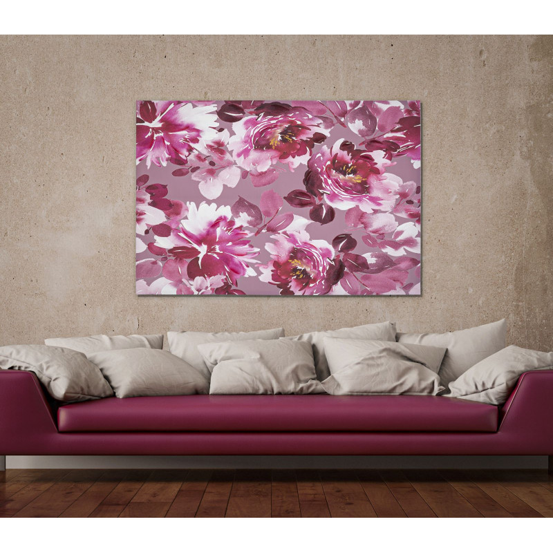Toile murale imprimée et peinte Fleurs Rose Rouge 80x120 Optic 