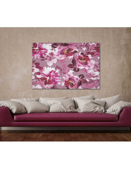 Toile murale imprimée et peinte Fleurs Rose Rouge 80x120 Optic 