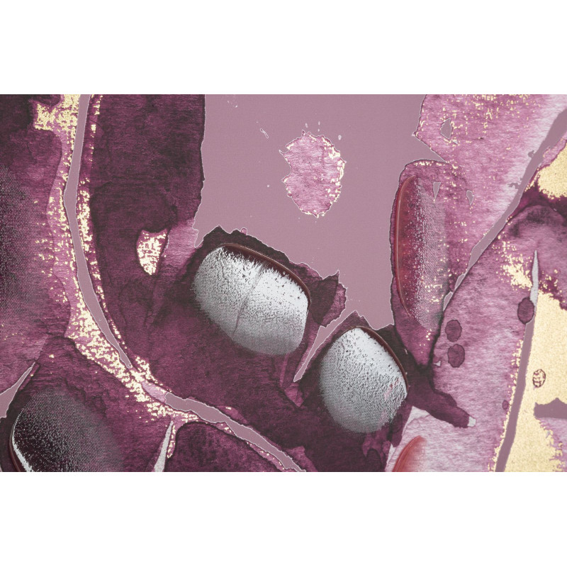 Toile murale imprimée et peinte Feuilles Violet Rose Doré 80x120 Leaves 