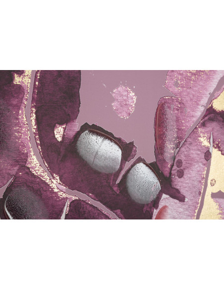Toile murale imprimée et peinte Feuilles Violet Rose Doré 80x120 Leaves 