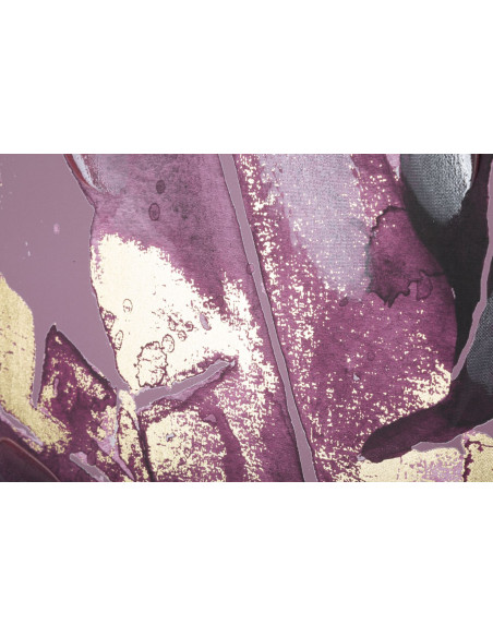 Toile murale imprimée et peinte Feuilles Violet Rose Doré 80x120 Leaves 