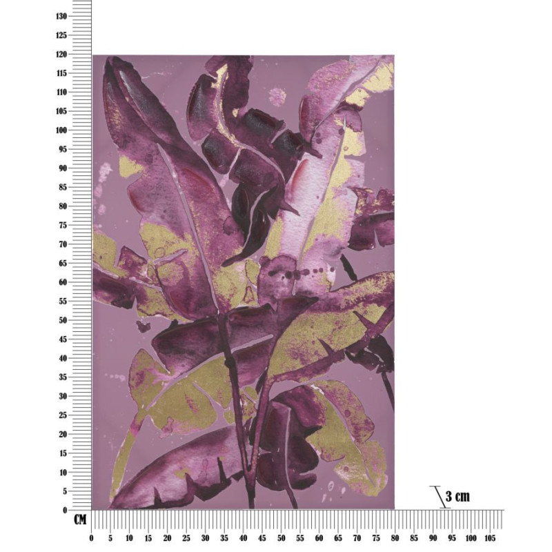 Toile murale imprimée et peinte Feuilles Violet Rose Doré 80x120 Leaves 