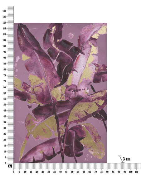 Toile murale imprimée et peinte Feuilles Violet Rose Doré 80x120 Leaves 