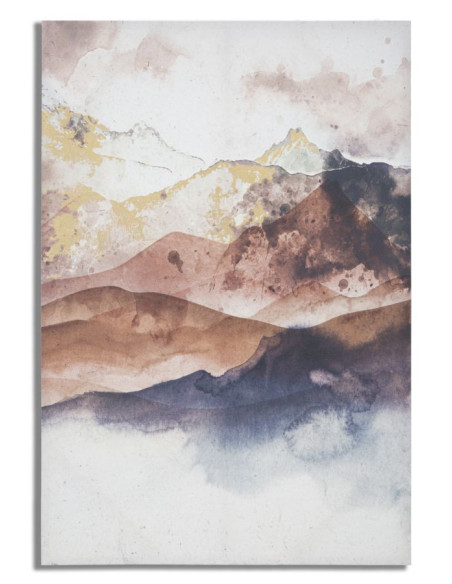 Toile murale imprimée et peinte Paysage Montagne Marron Blanc Doré 80x120 Mountain  
