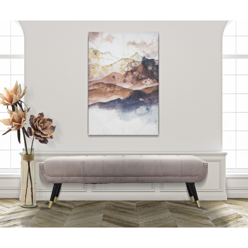 Toile murale imprimée et peinte Paysage Montagne Marron Blanc Doré 80x120 Mountain  