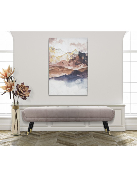 Toile murale imprimée et peinte Paysage Montagne Marron Blanc Doré 80x120 Mountain  