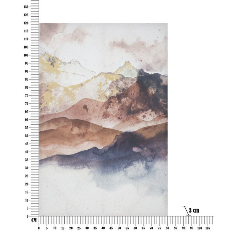 Toile murale imprimée et peinte Paysage Montagne Marron Blanc Doré 80x120 Mountain  