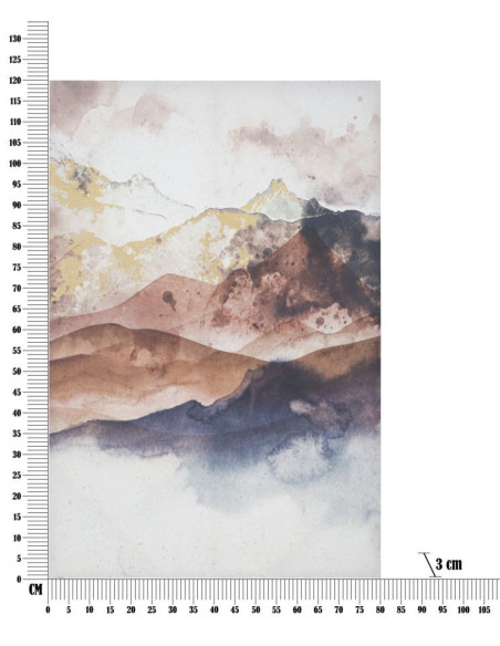 Toile murale imprimée et peinte Paysage Montagne Marron Blanc Doré 80x120 Mountain  