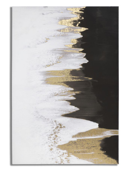 Toile murale imprimée et peinte Motif abstrait Noir Blanc Doré 80x120 Halfy 