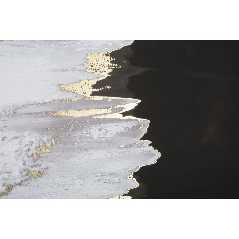Toile murale imprimée et peinte Motif abstrait Noir Blanc Doré 80x120 Halfy 