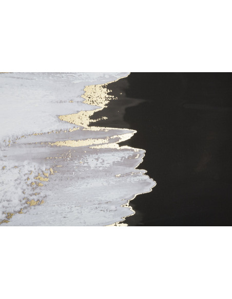 Toile murale imprimée et peinte Motif abstrait Noir Blanc Doré 80x120 Halfy 