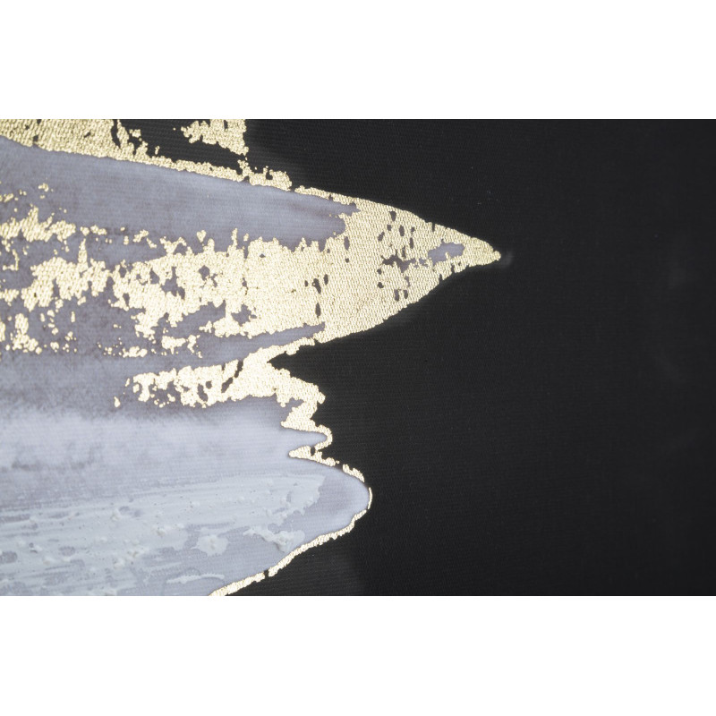 Toile murale imprimée et peinte Motif abstrait Noir Blanc Doré 80x120 Halfy 