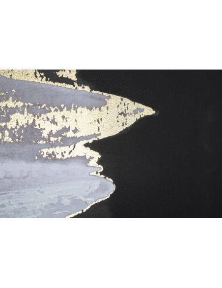 Toile murale imprimée et peinte Motif abstrait Noir Blanc Doré 80x120 Halfy 