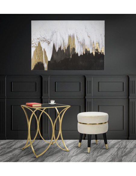 Toile murale imprimée et peinte Motif abstrait Noir Blanc Doré 80x120 Halfy 