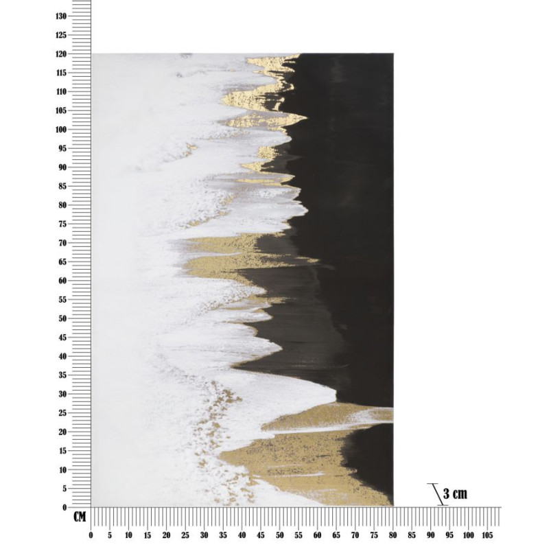Toile murale imprimée et peinte Motif abstrait Noir Blanc Doré 80x120 Halfy 