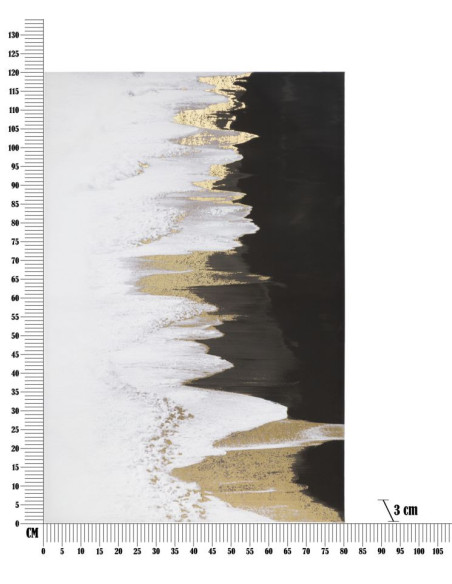 Toile murale imprimée et peinte Motif abstrait Noir Blanc Doré 80x120 Halfy 