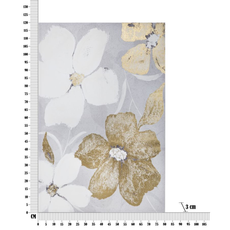 Toile murale imprimée et peinte Fleurs Blanc Doré 80x120 Flowery 