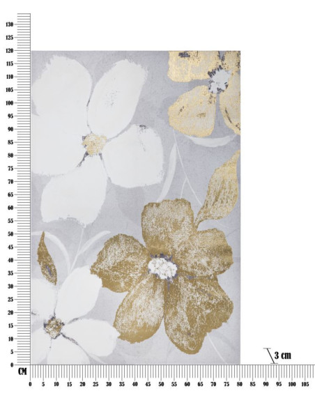 Toile murale imprimée et peinte Fleurs Blanc Doré 80x120 Flowery 
