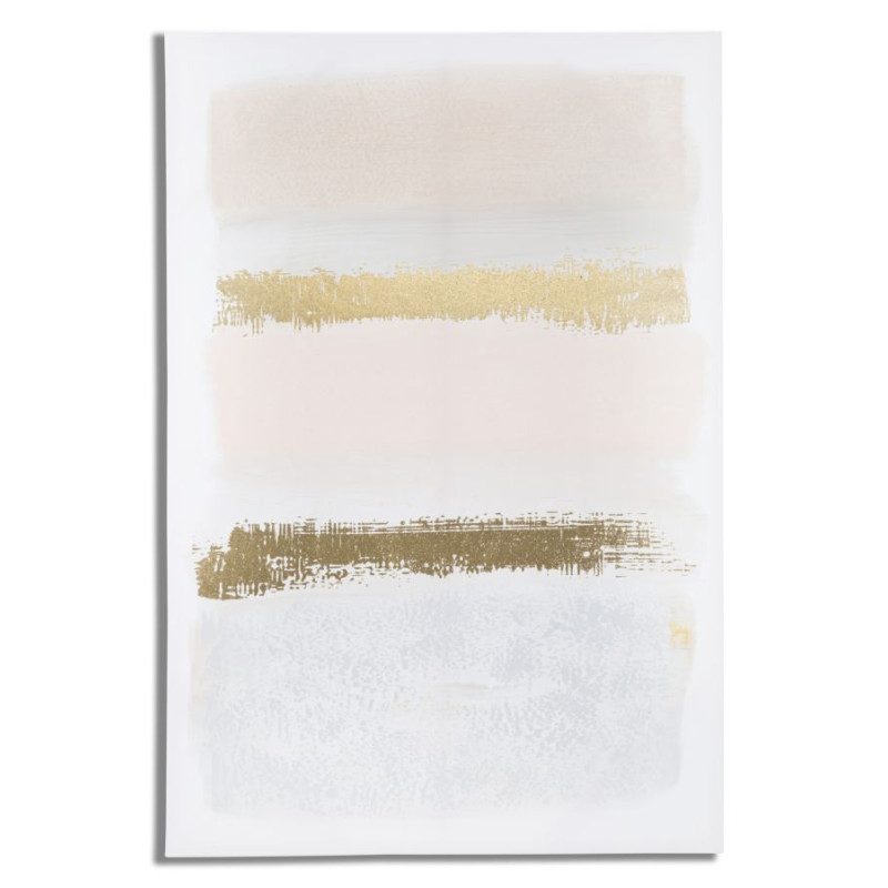 Toile murale imprimée et peinte Motif abstrait Beige Gris Doré 80x120 Soft 