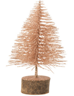Décoration sur pied Sapin de Noël 15 cm en Plastique Vieux rose Avec paillettes - 1