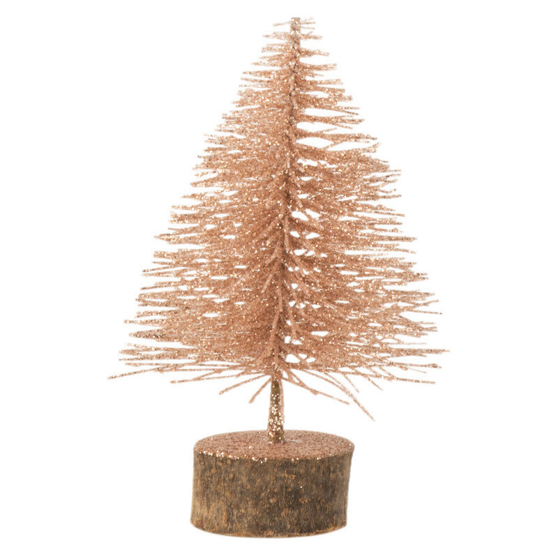 Décoration sur pied Sapin de Noël 15 cm en Plastique Vieux rose Avec paillettes - 1