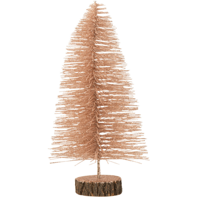 Décoration sur pied Sapin de Noël 30 cm en Plastique Vieux rose Avec paillettes - 1