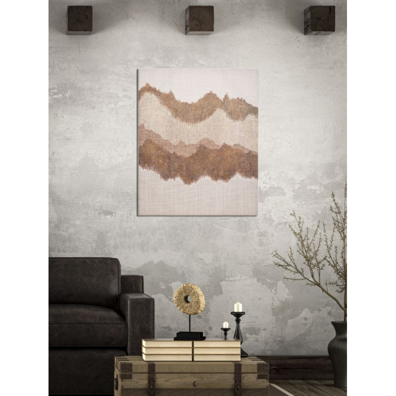 Toile murale peinte Motif abstrait Marron Beige 80x100 Browny 