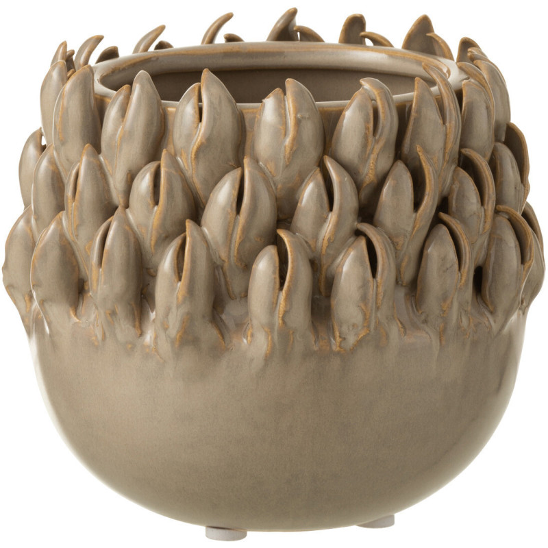 Cache-pot en Céramique Gris Louise Diamètre 13 cm J-Line - 1