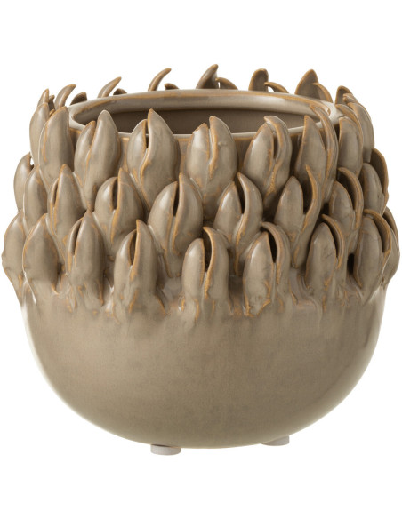 Cache-pot en Céramique Gris Louise Diamètre 13 cm J-Line - 1