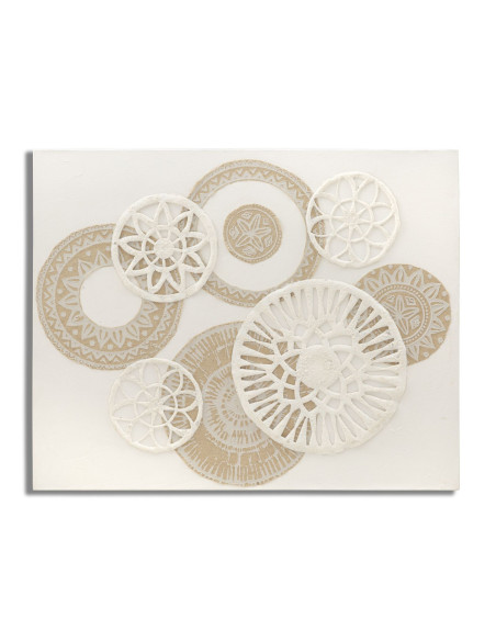 Toile murale imprimée et peinte Motif Bohème chic Beige Blanc crème 80x100 Icer 