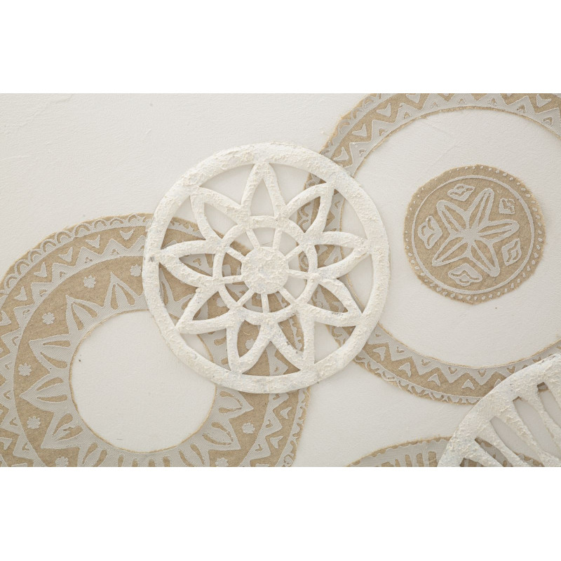 Toile murale imprimée et peinte Motif Bohème chic Beige Blanc crème 80x100 Icer 