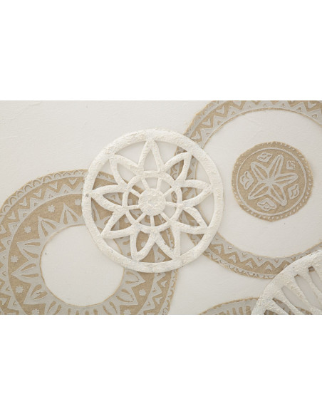 Toile murale imprimée et peinte Motif Bohème chic Beige Blanc crème 80x100 Icer 