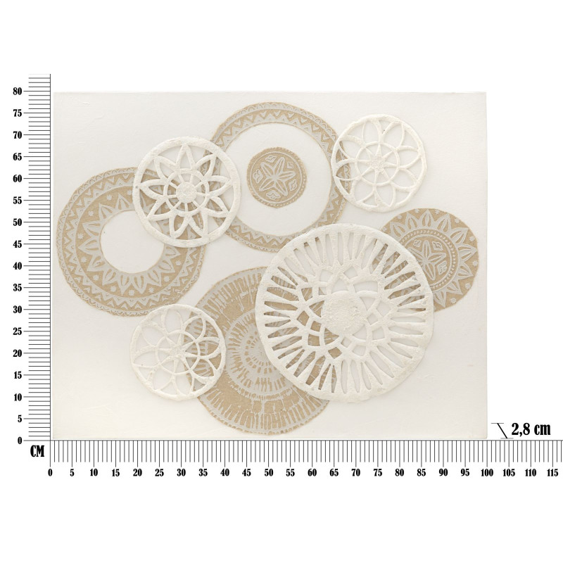 Toile murale imprimée et peinte Motif Bohème chic Beige Blanc crème 80x100 Icer 