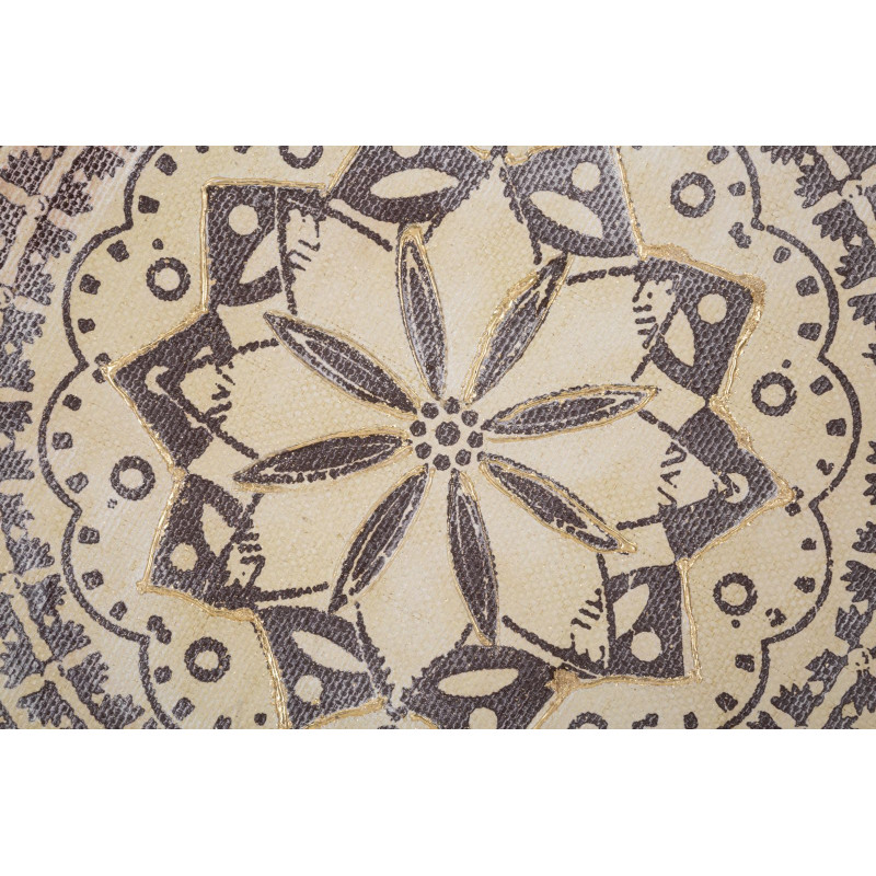 Toile murale imprimée et peinte Motif Bohème chic Beige Marron Blanc crème 100x100 Malindi 