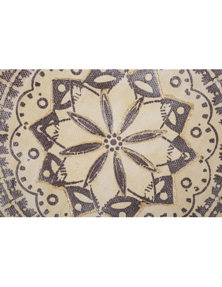 Toile murale imprimée et peinte Motif Bohème chic Beige Marron Blanc crème 100x100 Malindi 